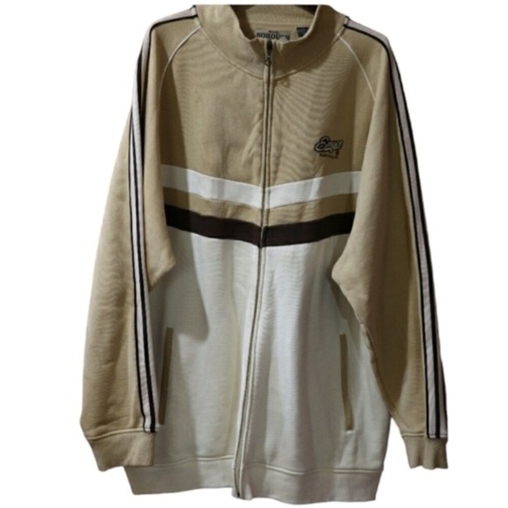 Enyce Tan & Cream Streetwear Full Zip Track Jacket Y2K HipHop Jacket 4X